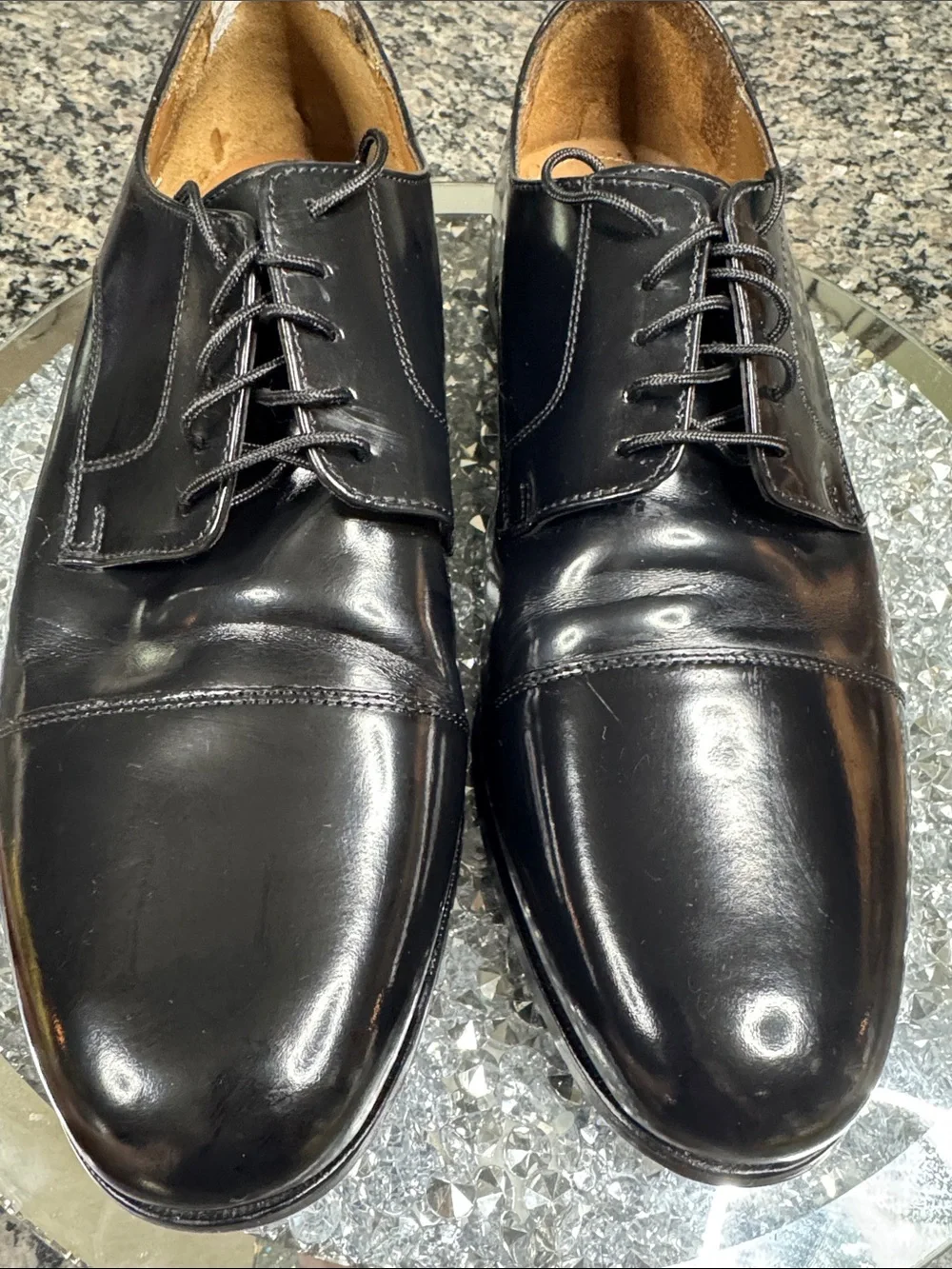 Florsheim Black Leather Derby Dress Shoes EUC 13D